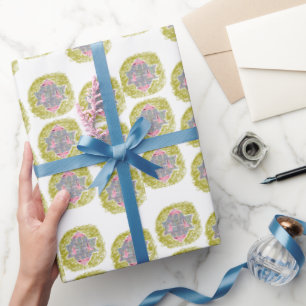 Glam Pink Hanukkah flamingos beach Wrapping Paper