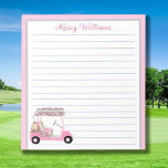 Glam Pink Personalized Golf Cart Name Lined   Notepad<br><div class="desc">A glamourous unique golf cart -- pink and a touch of diamonds -- tastefully done -- ready to run the course -- the notepad. This is a great gift for all golf lovers -- fun / attractive / unique. Personalize it with your/her name. If you have any design questions or...</div>