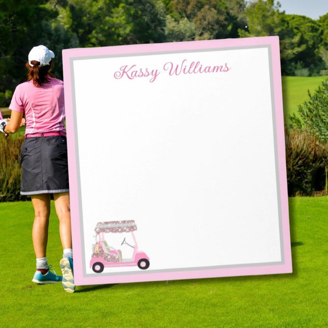Glam Pink Personalized Golf Cart Name Notepad (Creator Uploaded)