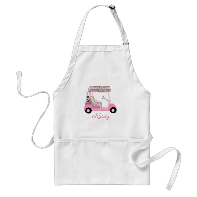 Glam Pink Personalized Name Golf Cart Clubs Standard Apron (Front)