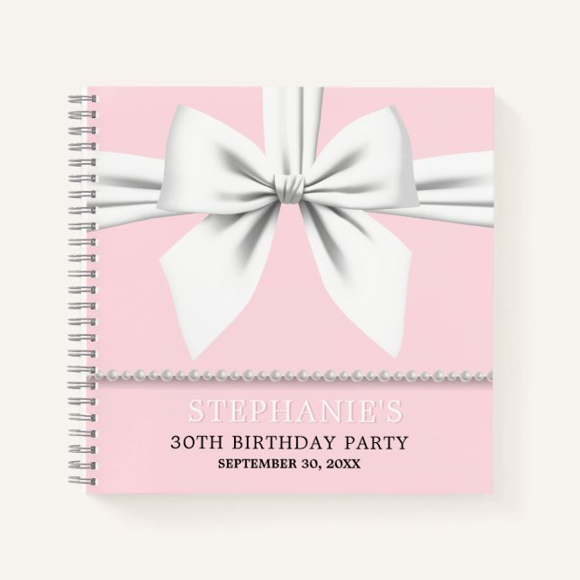 Glam Pink Tiffany Theme Birthday Guest Book (Front)