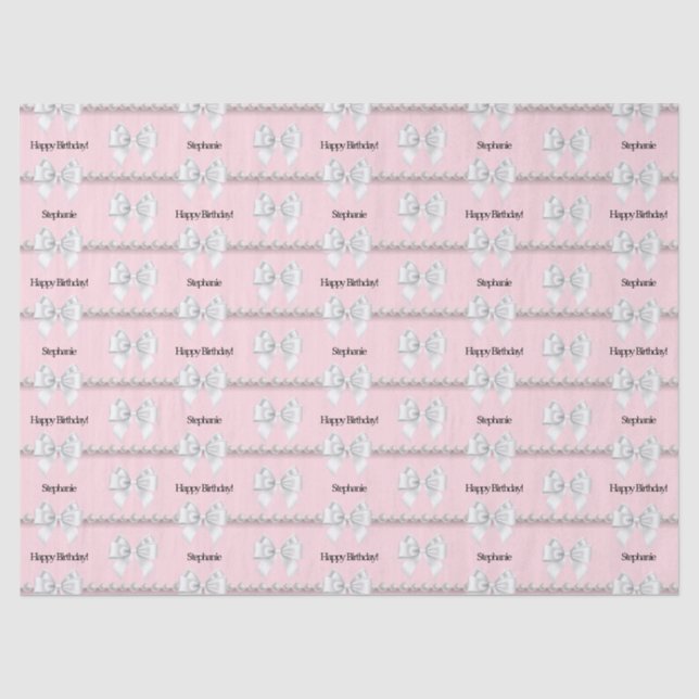 Glam Pink Tiffany Theme Bougie Happy Birthday Tissue Paper (Front)