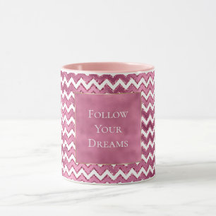 Glam Pink White Zigzag Stripes Mug