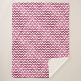 Glam Pink White Zigzag Stripes Sherpa Blanket