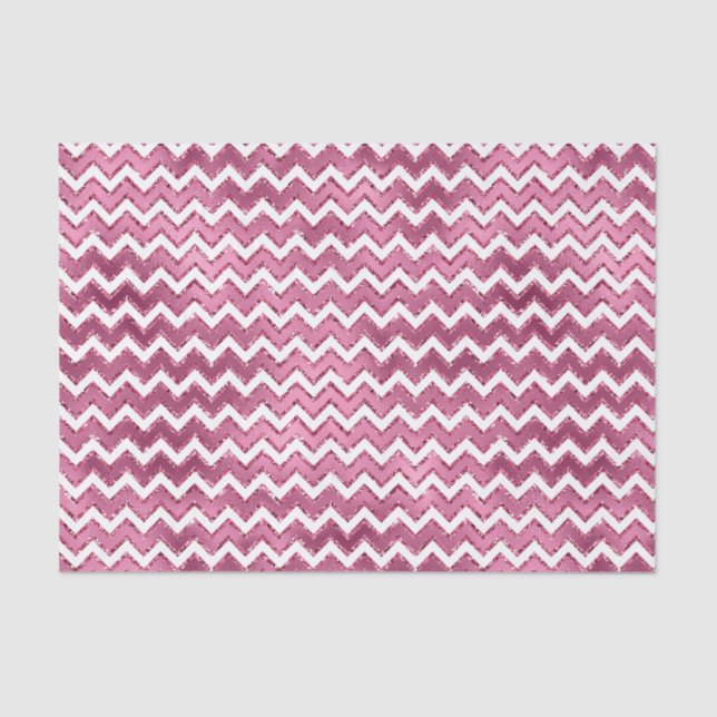 Glam Pink White Zigzag Stripes Tissue Paper (Front)