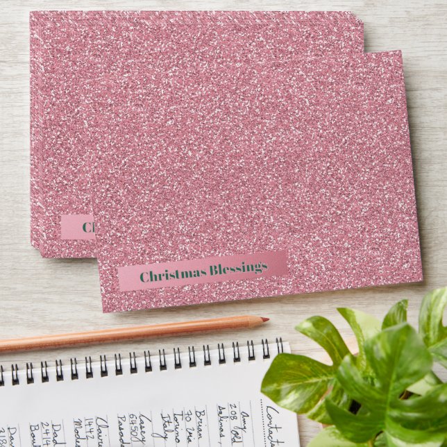 Glam Pink Winter Christmas Blessings Envelope (Stacked)