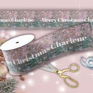 Glam Pink Winter Christmas Blessings Grosgrain Ribbon