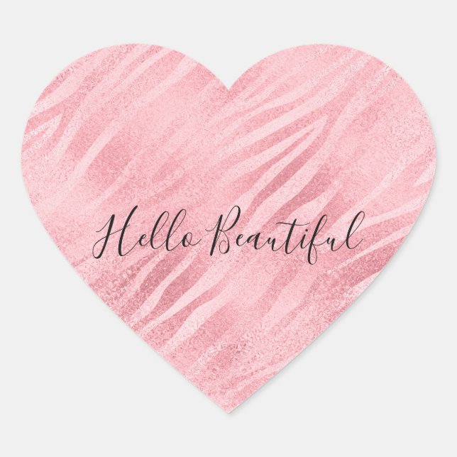 Glam Pink Zebra Print Heart Sticker (Front)