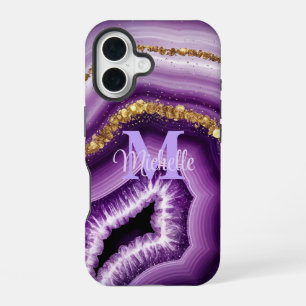 Glam Purple Agate Geode iPhone 16 Tough Case