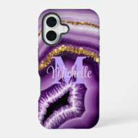 Glam Purple Agate Geode iPhone 16 Tough Case