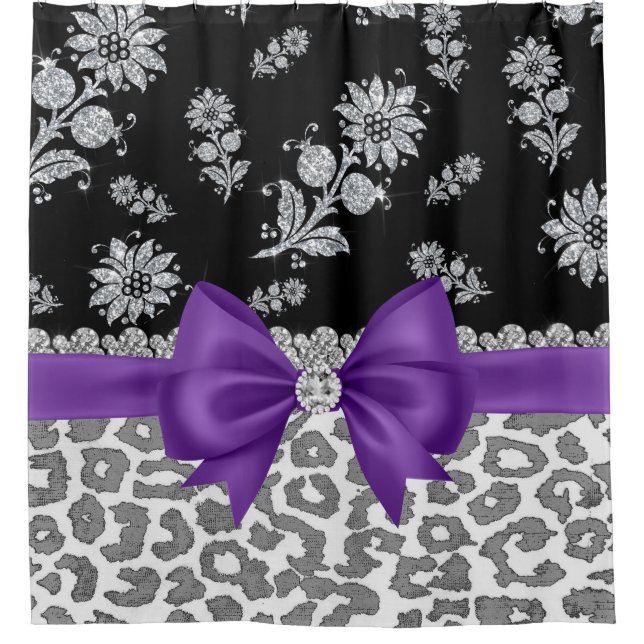 Glam Purple Bow-Grey Leopard-Silver Floral Sparkle (Front)