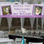 Glam Purple Chic 2 Photo Birthday Bat Mitzvah Banner<br><div class="desc">Create a fun personalized Bat Mitzvah banner with this purple glam 2 photo sign design. With faux purple glitter accents, this light lavender purple banner features 2 photo template where you can upload your daughter's pictures and watch them appear, framed by the faux glitter. Dark purple text in the centre...</div>