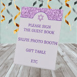 Glam Purple Create Your Own Elegant Bat Mitzvah Pedestal Sign<br><div class="desc">Create your own elegant Bat Mitzvah signage with this glam purple faux glitter design on sturdy pedestal signs. The simple arch and Star Of David design set on a pale pastel lavender purple background is the backdrop for your custom text in a dark royal purple colour. Create as many personalized...</div>