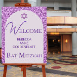 Glam Purple Elegant Chic Bat Mitzvah Welcome Poster<br><div class="desc">Welcome your guests with this personalized Bat Mitzvah welcome sign in purple glam and faux glitter. The custom poster design centres around a faux purple glitter background and an elegant arch of pale pastel lavender purple with a small Star Of David at the top. Dark royal purple lettering in a...</div>