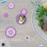 Glam Purple Elegant Girl Photo Bat Mitzvah Party<br><div class="desc">Dress up your Bat Mitzvah party tables with this personalized table confetti in purple glam with faux glitter images - the feel of sparkle without the mess! This table confetti includes a place for your daughter's photo, two pieces with text to personalize and a small round for a monogram letter....</div>