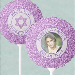 Glam Purple Elegant Photo Girl Bat Mitzvah Party Balloon<br><div class="desc">These elegant faux purple glitter Bat Mitzvah balloons will add a custom touch to your party décor once personalized by you just the way you want them. The background of purple faux glitter features a circle of light pastel lavender purple in the centre with two text templates in dark purple...</div>