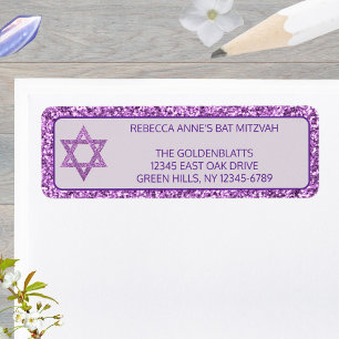 Glam Purple Élégante Étoile De David Bat mitzvah