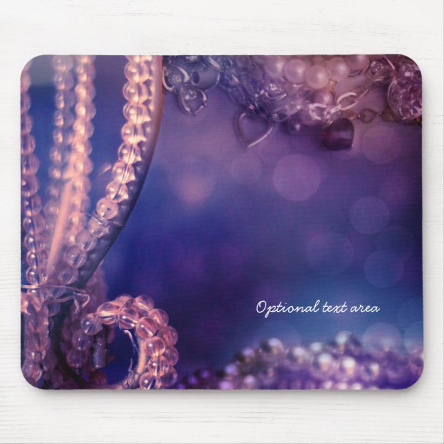 Glam Purple Glow Chic Glamour Pearls Personalized Mouse Pad (Front)