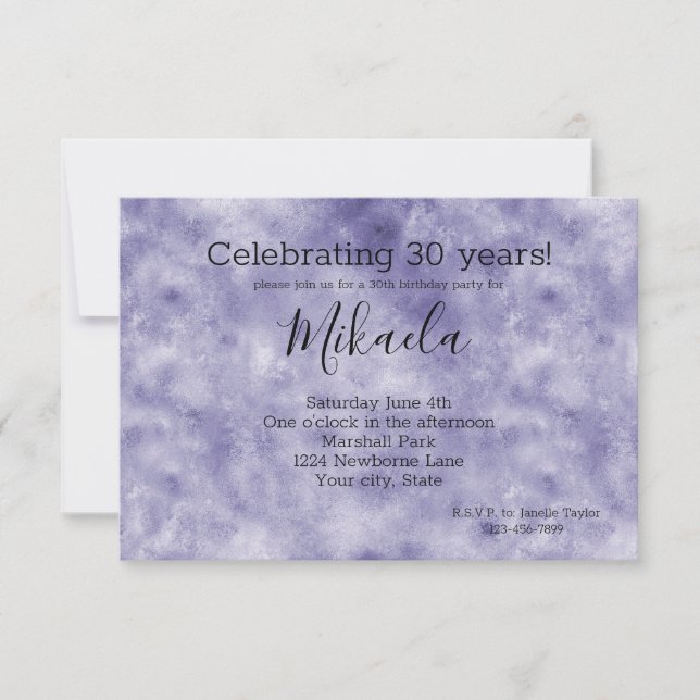 Glam Purple Invitation (Front)