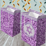 Glam Purple Party Favours Or Presents Bat Mitzvah Medium Gift Bag<br><div class="desc">Personalize these simple faux purple glitter Bat Mitzvah gift bags as a chic way to present a gift to the birthday girl or as fun little bags to hold the Bat Mitzvah party favours and swag for your guests. The allover faux glitter background is accented with a pastel lavender purple...</div>
