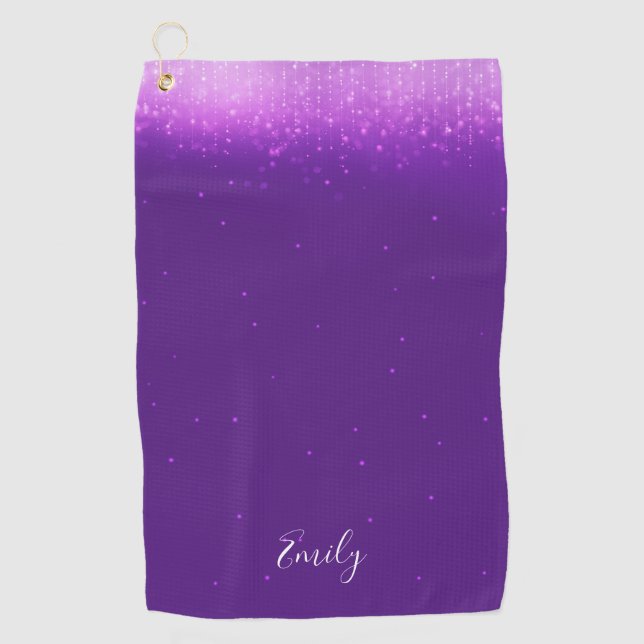 Glam Purple Personalized Golf Towel (Front)