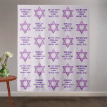 Glam Purple Star Of David Photo Booth Bat Mitzvah Tapestry<br><div class="desc">Create your own Bat Mitzvah selfie photo booth corner with this purple glam tapestry backdrop. Designed with two text templates in dark royal purple for you to personalize, the text portions are alternated with purple faux glitter Star Of David symbols. This light pastel lavender purple backdrop tapestry is an easy...</div>