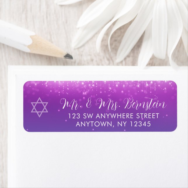Glam Purple Teal Bat Mitzvah Return Address (Insitu)