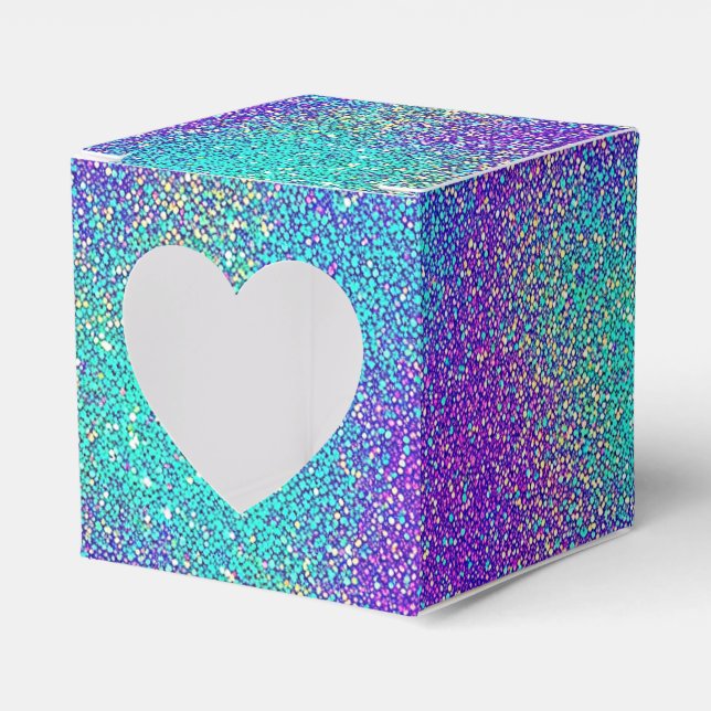 Glam Purple Turquoise Sparkling Glittery Gradient Favor Box (Front Side)