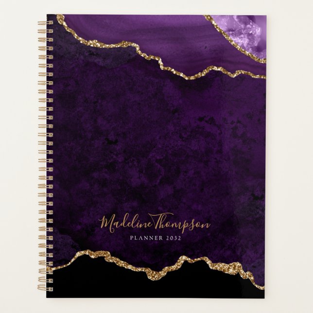 Glam Purple Velvet Agate Géode Gold Script (Devant)