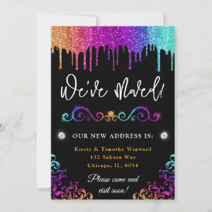 Glam Rainbow Gradient Glitter New Home Announcement