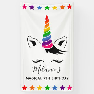 Glam Rainbow Unicorn Birthday Party Banner
