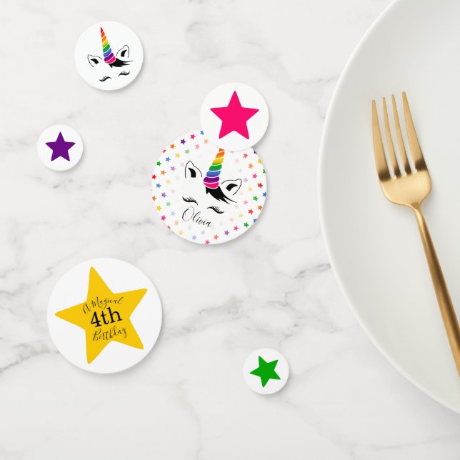 Glam Rainbow Unicorn Birthday Party Confetti (Group)