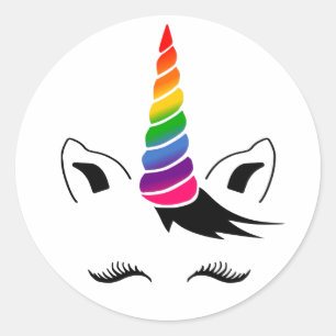 Glam Rainbow Unicorn Classic Round Sticker