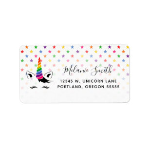 Glam Rainbow Unicorn Label