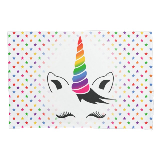 Glam Rainbow Unicorn Pillowcase (Front)