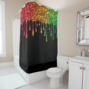 Glam Rasta Rainbow Glitter Drips Black
