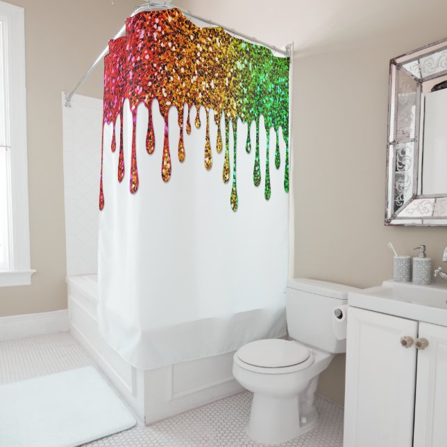 Glam Rasta Rainbow Glitter Drips White (In Situ)