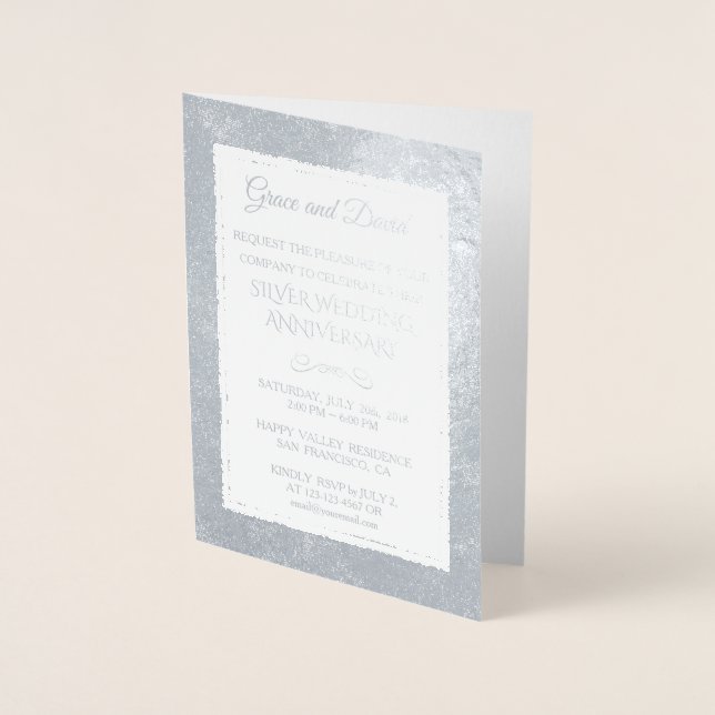 Glam Real Gold Foil 25th Wedding Anniversary Foil Card (Front)