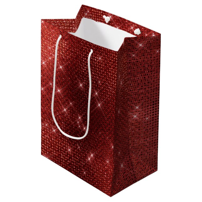Glam Red Sparkle Medium Gift Bag (Front Angled)