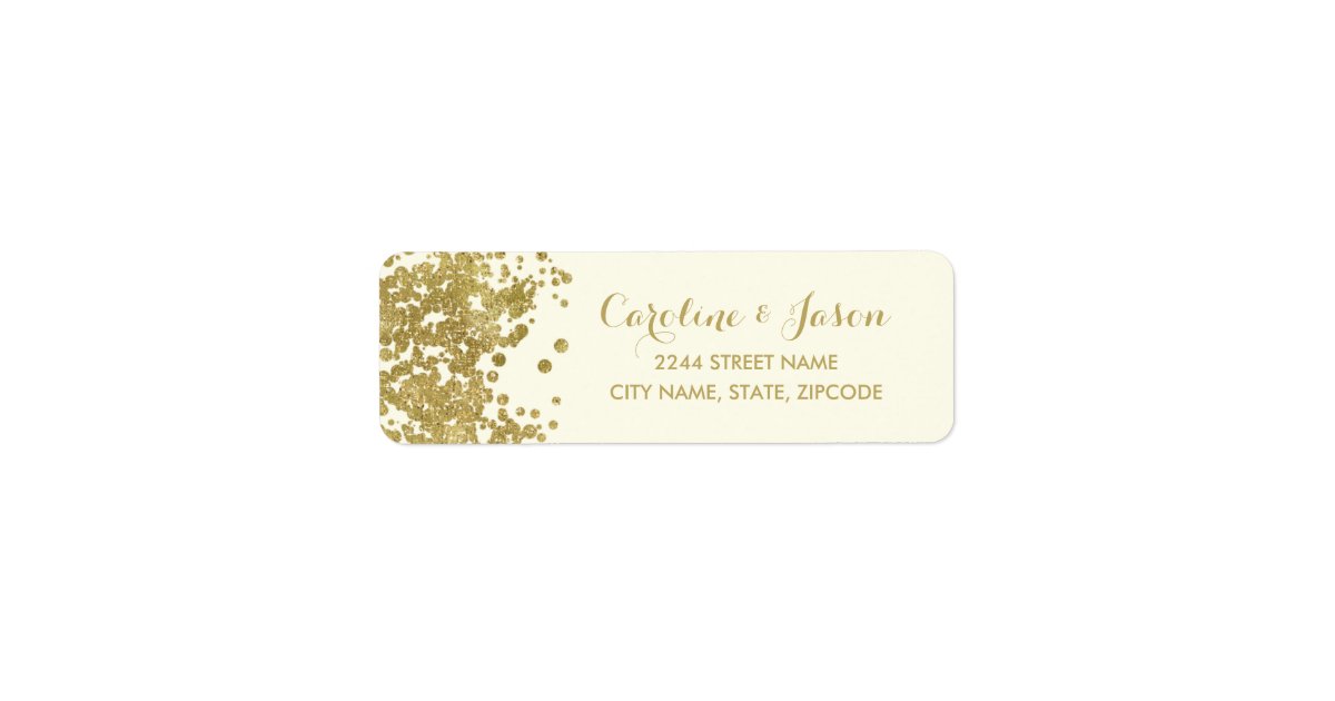 Glam Return Address Labels Chic Faux Gold Foil Zazzle