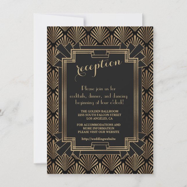Glam Roaring 20's Great Gatsby 1920s Reception Invitation (Front)