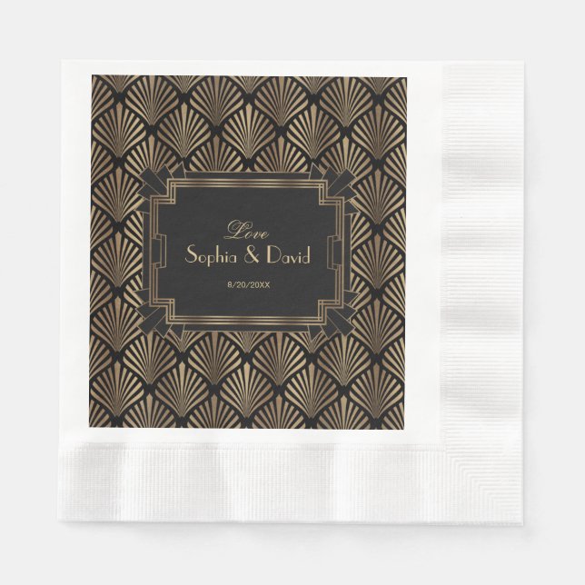 Glam Roaring 20's Great Gatsby 1920s Wedding Napkin (Front)