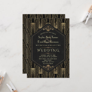 Glam Roaring 20s Great Gatsby Art Deco Wedding Invitation