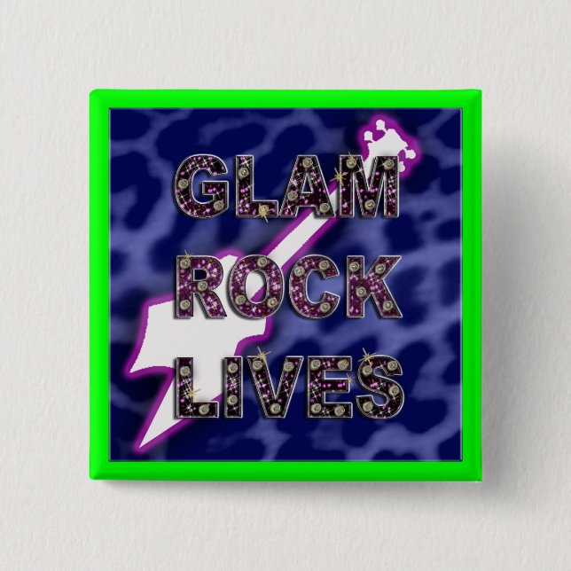 glam rock 2 inch square button (Front)