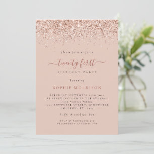 Glam Rose Glitter 21st Birthday Party Invitation