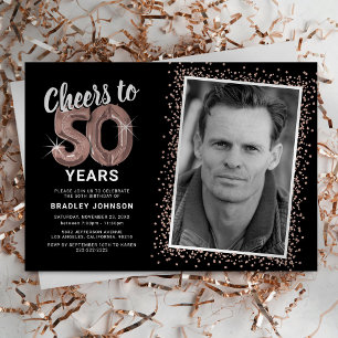 Glam Rose Gold 50th Birthday Invitation