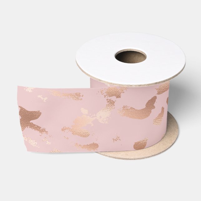 Glam Rose Gold Blush Abstract Birthday Satin Ribbon (Spool)