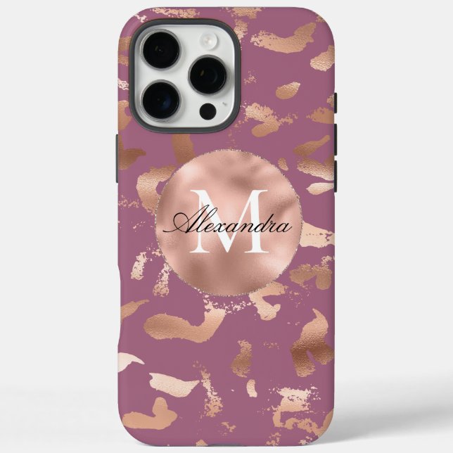Glam Rose Gold Boysenberry Purple Abstract Case-Mate iPhone Case (Back)
