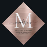 Glam Rose Gold Brushed Metal Monogram Script Class Graduation Cap Topper<br><div class="desc">Glam Rose Gold Brushed Metal Monogram Script Class Graduation Cap Topper</div>