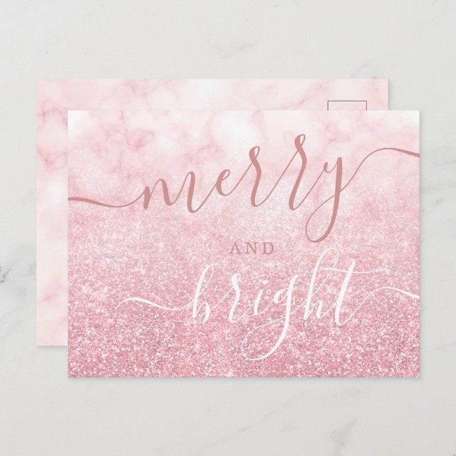 Glam Rose GOLD Christmas Holiday Glitter Marble  (Front/Back)